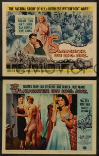 4f422 SLAUGHTER ON 10th AVE 8 LCs '57 Richard Egan, Jan Sterling, crime on New York's waterfront!