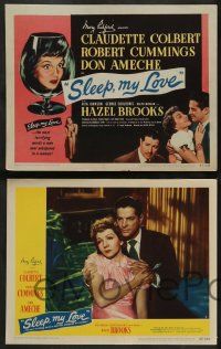 4f424 SLEEP MY LOVE 8 LCs '47 Claudette Colbert, Robert Cummings, Don Ameche, sexy Hazel Brooks!