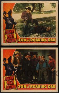 4f742 SON OF ROARING DAN 4 LCs '40 great images of cowboy Johnny Mack Brown, Fuzzy Knight