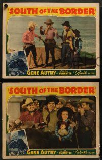 4f637 SOUTH OF THE BORDER 5 LCs '39 cowboys Gene Autry & Smiley Burnette in action!