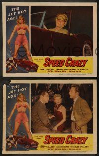 4f568 SPEED CRAZY 6 LCs '58 close up of race car driver Brett Halsey slapping bad girl!