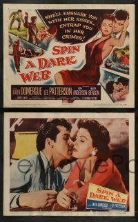 4f439 SPIN A DARK WEB 8 LCs '56 sexy Faith Domergue, Lee Patterson, English film noir!