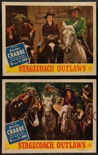 4f639 STAGECOACH OUTLAWS 5 LCs '45 great images of Buster Crabbe & Fuzzy St. John!