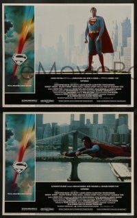 4f451 SUPERMAN 8 LCs '78 comic book hero Christopher Reeve, Gene Hackman, Margot Kidder, Peak art!