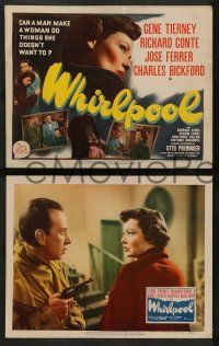 4f472 WHIRLPOOL 8 LCs '50 Charles Bickford & Richard Conte, pretty Gene Tierney!