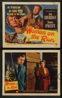 4f475 WOMAN ON THE RUN 8 LCs '50 cool images of Ann Sheridan, Dennis O'Keefe, film noir!