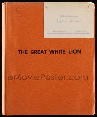 4g268 GREAT WHITE LION Italian script '70s unproduced screenplay sent by producer Goffredo Lombardo!