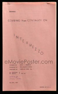 4g314 INTERMEZZO combined continuity script May 9, 1961, by George O'Neil, for 16mm releasel