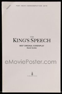 4g337 KING'S SPEECH For Your Consideration 5.5x8.5 script '10 screenplay by David Seidler