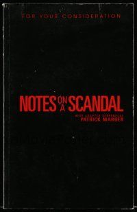 4g476 NOTES ON A SCANDAL For Your Consideration 5.5x8.5 script '06 screenplay by Patrick Marber!
