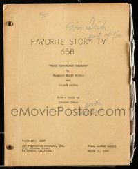 4g686 YOUR FAVORITE STORY TV final master draft script March 31, 1954 screenplay by Wilder & Jerome