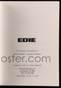 4g180 EDIE 1st draft script Oct 15, 1998 unproduced screenplay by David Weisman & Leonard Schrader!