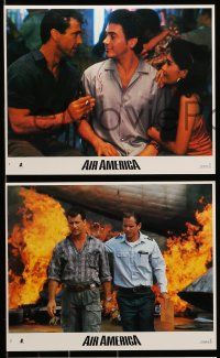 4h009 AIR AMERICA 8 8x10 mini LCs '90 Mel Gibson & Robert Downey Jr. are flying for the CIA!