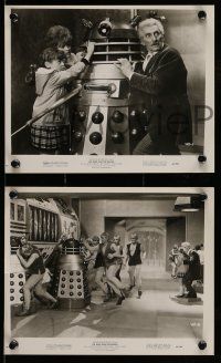 4h933 DR. WHO & THE DALEKS 3 8x10 stills '66 Barrie Ingham, humans fighting the mutant-cyborgs!