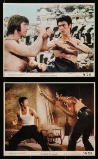 4h025 RETURN OF THE DRAGON 7 8x10 mini LCs '74 Bruce Lee classic, Chuck Norris!