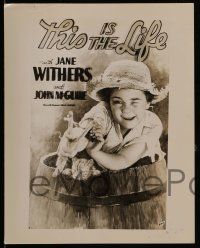 4h996 THIS IS THE LIFE 2 8x10 stills '35 runaway Jane Withers, both with poster art!