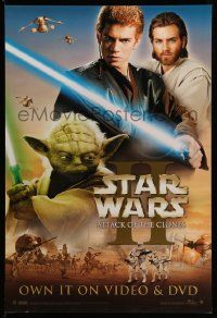 4j894 ATTACK OF THE CLONES 27x40 video poster '02 Star Wars Episode II, Yoda, Anakin & Obi Wan!