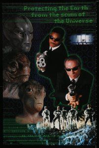 4j829 MEN IN BLACK 23x35 commercial poster '97 Will Smith & Tommy Lee Jones with aliens & huge guns!