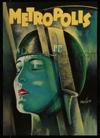4j831 METROPOLIS 24x33 German commercial poster '90s Fritz Lang classic, cool Kurt Degen art!