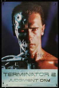 4j870 TERMINATOR 2 23x35 commercial poster '91 great image of cyborg Arnold Schwarzenegger!