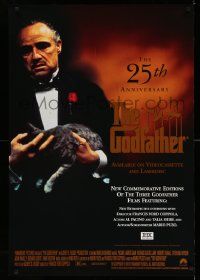 4j928 GODFATHER 27x40 video poster R97 Marlon Brando & cat in Francis Ford Coppola crime classic!