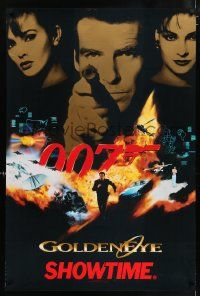 4j684 GOLDENEYE tv poster '96 Pierce Brosnan as secret agent James Bond 007, cool montage!
