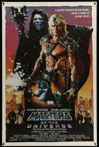 4j951 MASTERS OF THE UNIVERSE 27x41 video poster '87 Dolph Lundgren as He-Man, Drew Struzan art!