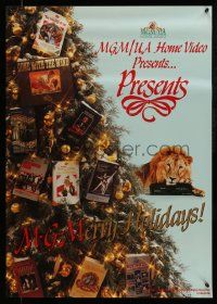 4j954 MGM MERRY HOLIDAYS 24x34 video poster '86 Leo the Lion, many classics on Christmas tree!
