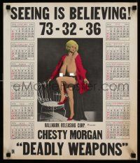 4j421 DEADLY WEAPONS 17x20 calendar '73 truly incredible image of sexy Chesty Morgan!