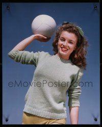 4j063 MARILYN MONROE color 16x20 cibachrome print '90s super young Norma Jean, holding volleyball!