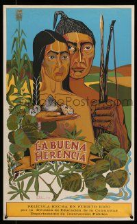 4j051 LA BUENA HERENCIA Puerto Rican '73 cool artwork of native Indians by Eduardo Vera Cortes!