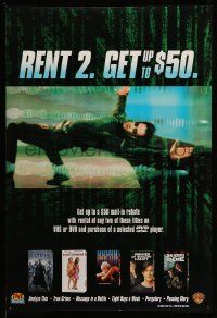 4j962 RENT 2 27x40 video poster '99 cool image of Reeves as Neo from the Matrix and more!