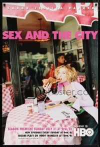 4j716 SEX & THE CITY tv poster '02 cool image of Sarah Jessica Parker, pink title design!