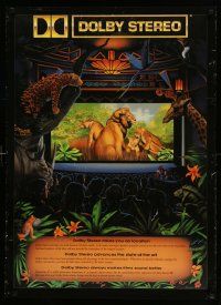 4j427 DOLBY DIGITAL 26x36 special '90 artwork of jungle animals in theater by Erickson!