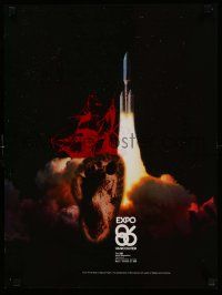 4j443 EXPO 86 18x24 Canadian special '86 wonderful image of rocket blasting off, huge ship!
