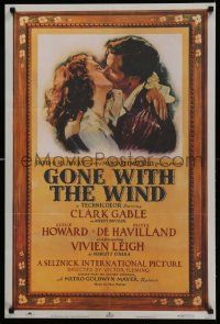 4j245 GONE WITH THE WIND 23x33 music poster R83 romantic art of Clark Gable & Vivien Leigh!
