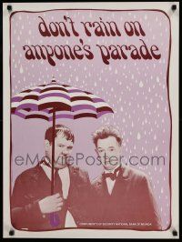 4j494 LAUREL & HARDY 22x29 special '80s image of Stan & Oliver in the rain!