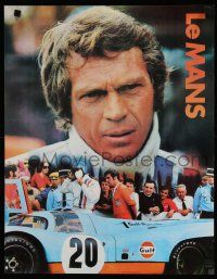 4j496 LE MANS special 17x22 '71 great close up image of race car driver Steve McQueen!