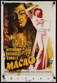 4j505 MACAO 16x23 German special '90s Josef von Sternberg, Mitchum & Jane Russell from the A1!