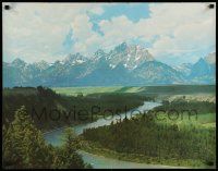 4j535 NATURE POSTER style 4 22x28 special '70s great image of mountains and stream!