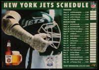 4j539 NEW YORK JETS 16x23 special '90 their schedule, great image of player holding helmet!