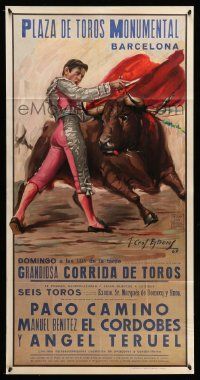 4j560 PLAZA DE TOROS MONUMENTAL BARCELONA 22x42 Spanish special '67 Jose Cros Estrems, pink suit!