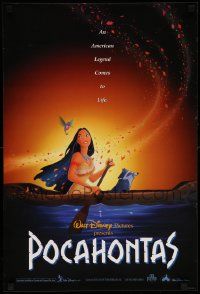 4j561 POCAHONTAS 18x27 special '95 Disney, Native American Indians, great cartoon image in canoe!
