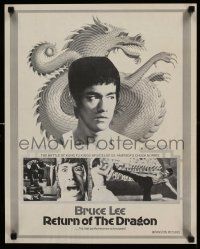 4j569 RETURN OF THE DRAGON 18x22 special '74 Chuck Norris & Bruce Lee classic, art of dragon!