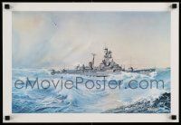 4j089 USS RICHARD S. EDWARDS 14x21 art print '70 Audie Bransford art of destroyer firing missile!