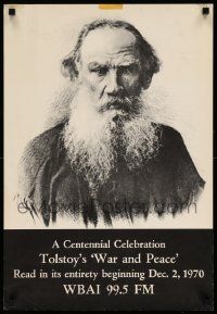 4j136 WAR & PEACE radio poster '70 cool head and shoulders portrait of Leo Tolstoy!