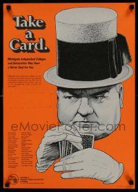 4j632 W.C. FIELDS 17x24 special '74 iconic art of the star with cards and wacky hat!