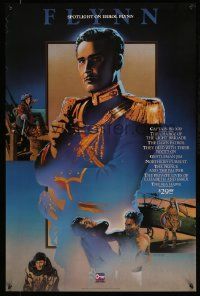 4j974 SPOTLIGHT ON ERROL FLYNN 24x36 video poster '86 Ciccarelli art of the actor in classic roles