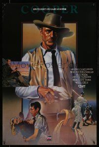 4j975 SPOTLIGHT ON GARY COOPER 24x36 video poster '86 Ciccarelli art of the actor in classic roles