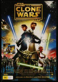 4j981 STAR WARS: CLONE WARS TV 27x39 Australian video poster '08 Obi-Wan, Anakin and Yoda!